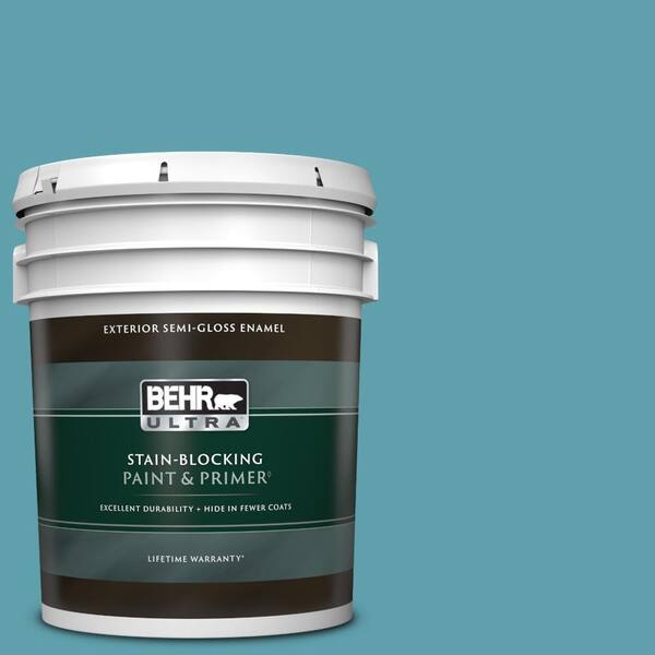 BEHR ULTRA 5 gal. #BIC-53 Turquoise Semi-Gloss Enamel Exterior Paint & Primer