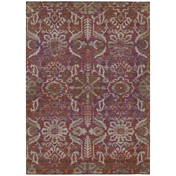 Chantille Machine Washable Indoor/Outdoor Abstract ACN2617 Eggplant 8 ft. x 10 ft. Area Rug