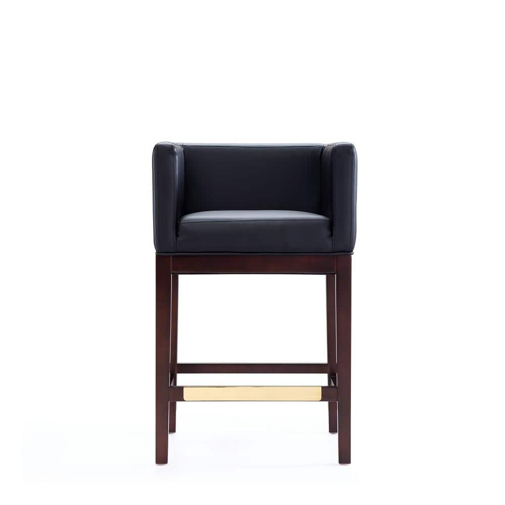 Kingsley Dark Walnut Beech Wood Leather Counter Stools, Set of 3