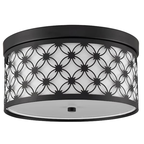 CLAXY 12.2 in. 0-Light Black Flush Mount with Frosted Glass Shade and No Light Bulb Type Included (1-Pack)