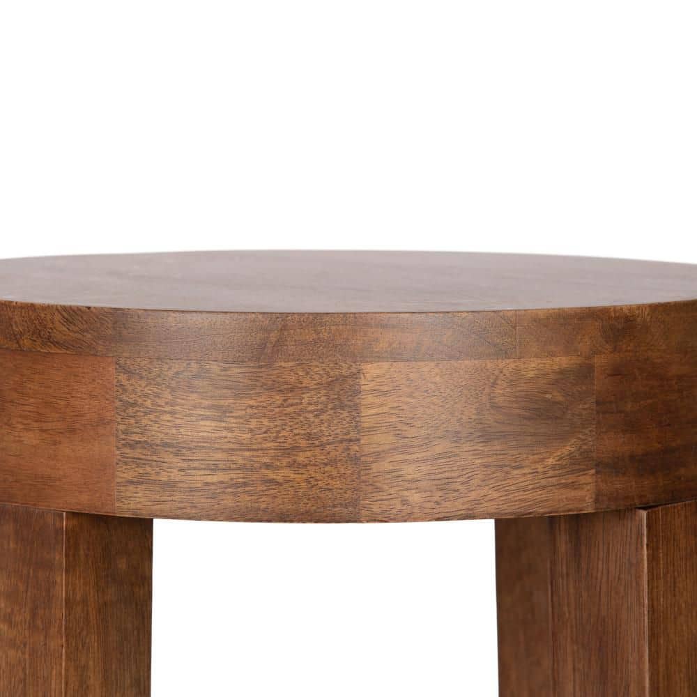 Talcott 12 in. Walnut Brown Round Solid Wood End Table - thumbnail 5
