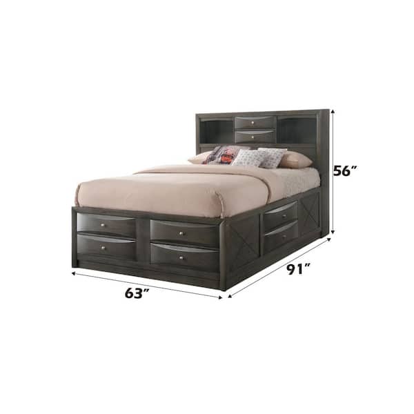 Acme Furniture Ireland Gray Oak Storage Queen Bed 22700Q - The