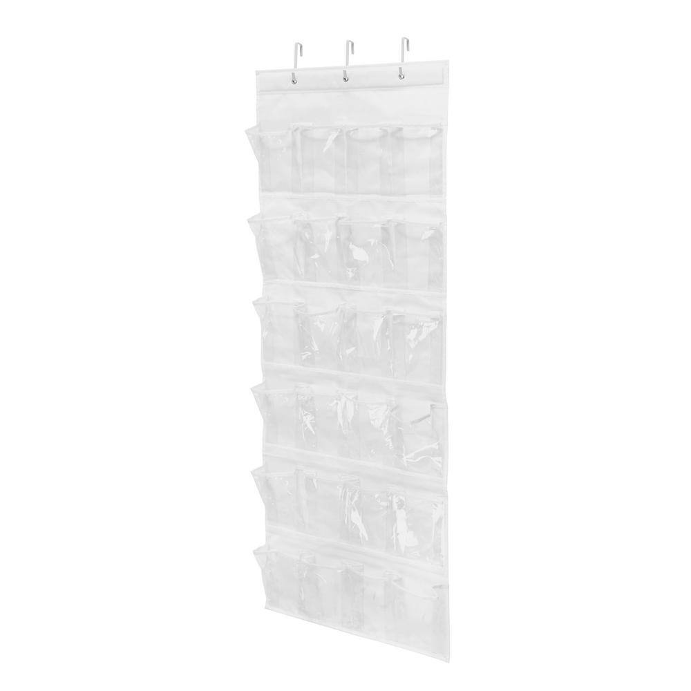 HoneyCanDo OvertheDoor 24Pocket Polyester Shoe Organizer in White