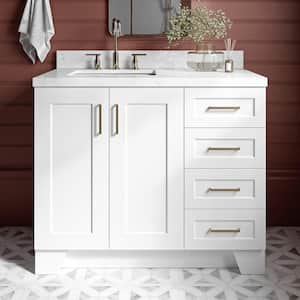 Taylor 42.25 in. W x 22 in. D x 36 in. H Single Sink Freestanding Bath Vanity in White with Carrara Quartz Top