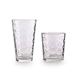 Drinkware Glassware Entertaining Set of 16,8 Hi-Ball 15.75 oz., 8 DOF 12.5oz Glasses