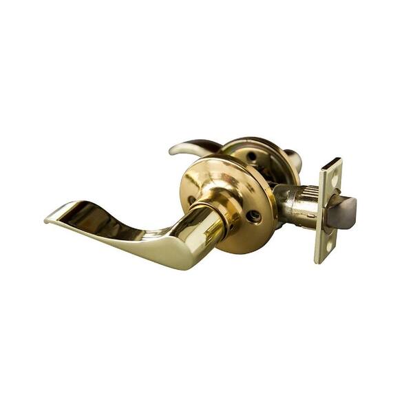 Design House Stratford Polished Brass Passage Hall/Closet Door Handle with Universal 6-Way Latch