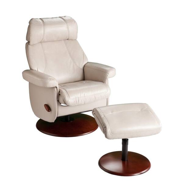 Southern Enterprises Petersburg Taupe Synthetic Leather Reclining Chair with Ottoman