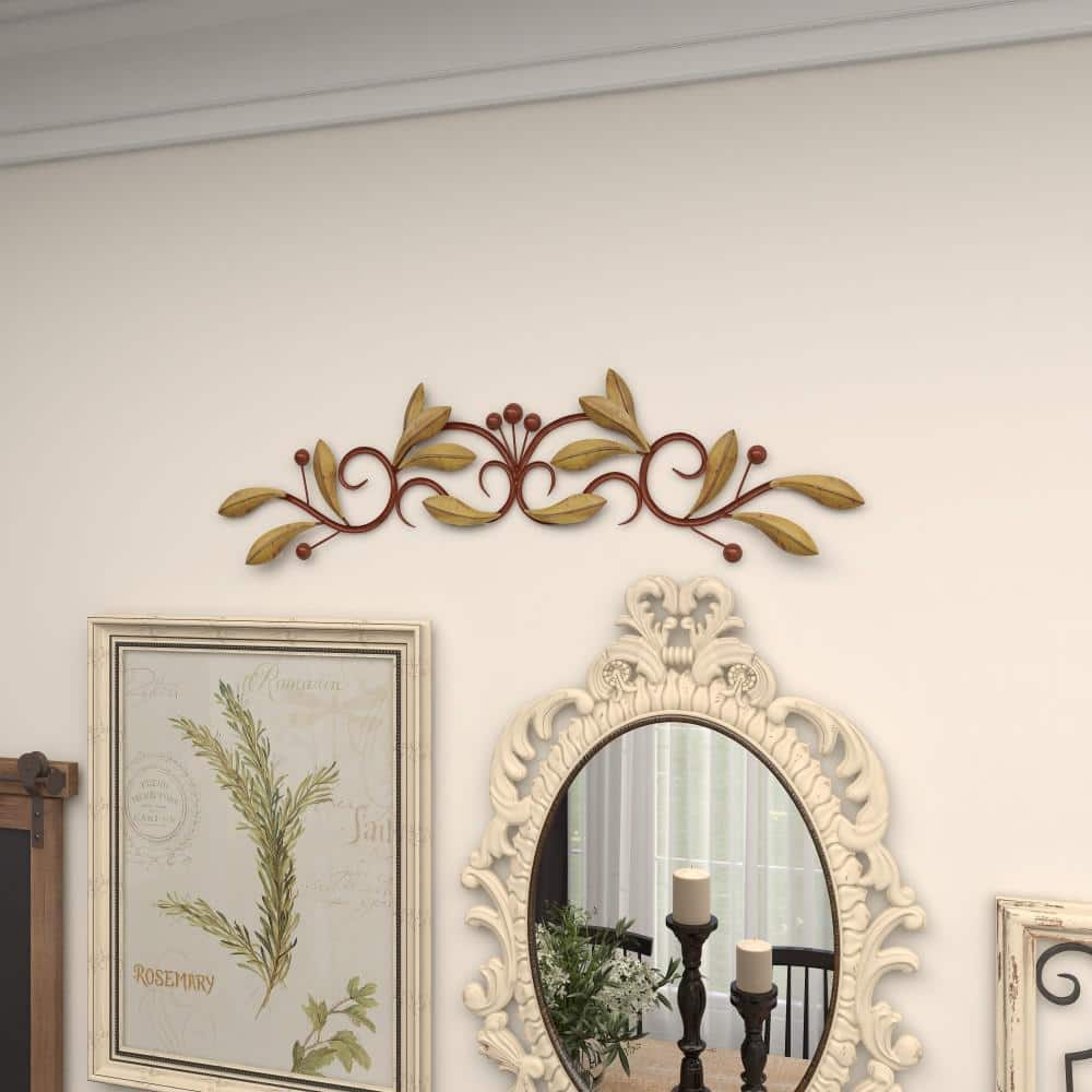 Green and Brown Metal Leaf Wall Mounted Figurine