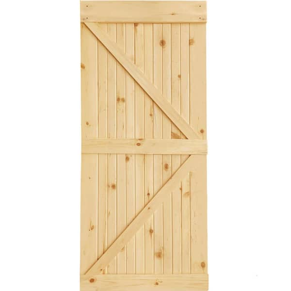 Kimberly Bay 24 in. x 84 in. K-Bar Light Brown Unfinished Wood Barn Door Slab