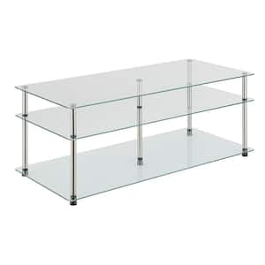 Designs2Go 40 in. Glass/Stainless Standard Rectangular Glass Top Coffee Table with 3 Tiers
