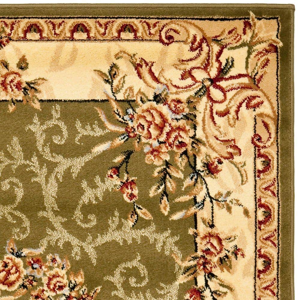 Ivory and Sage Rectangular Synthetic Hand-knotted Area Rug, 4' x 6'
