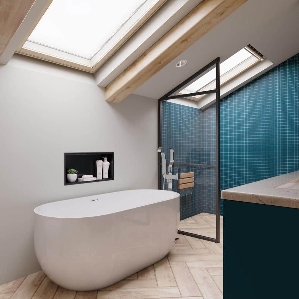59'' White Acrylic Free Standing Soaking Bathtub