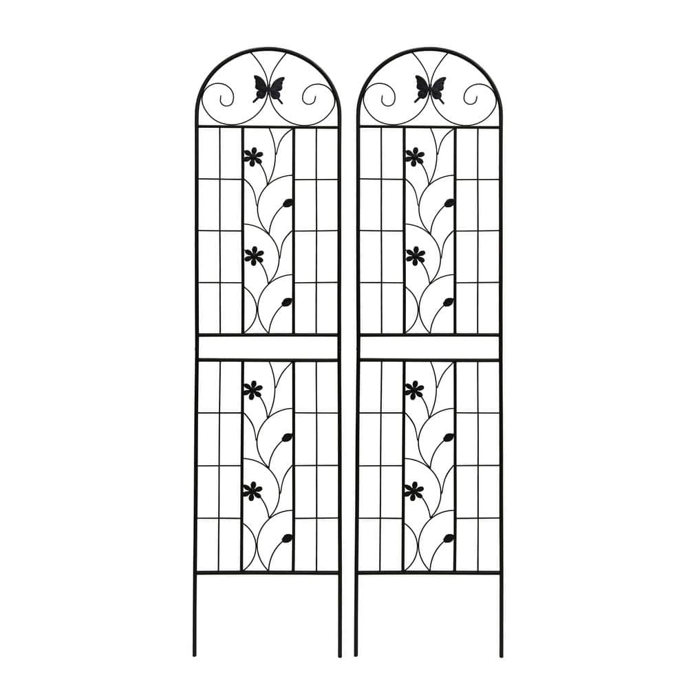 40 in. L x 86 in. H Black Metal Garden Trellis 2-Pack, Rustproof Outdoor Climbing Plant Support for Roses Ivy Vines price history on PriceWatchPro