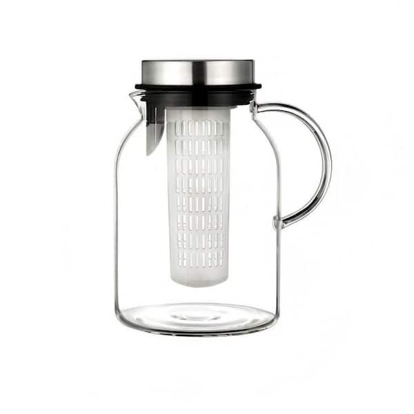 64 fl oz. Glass Water Pitcher with Removable Lid, High Heat Resistance Fruit Infuser Carafe for Iced Tea & Beverage