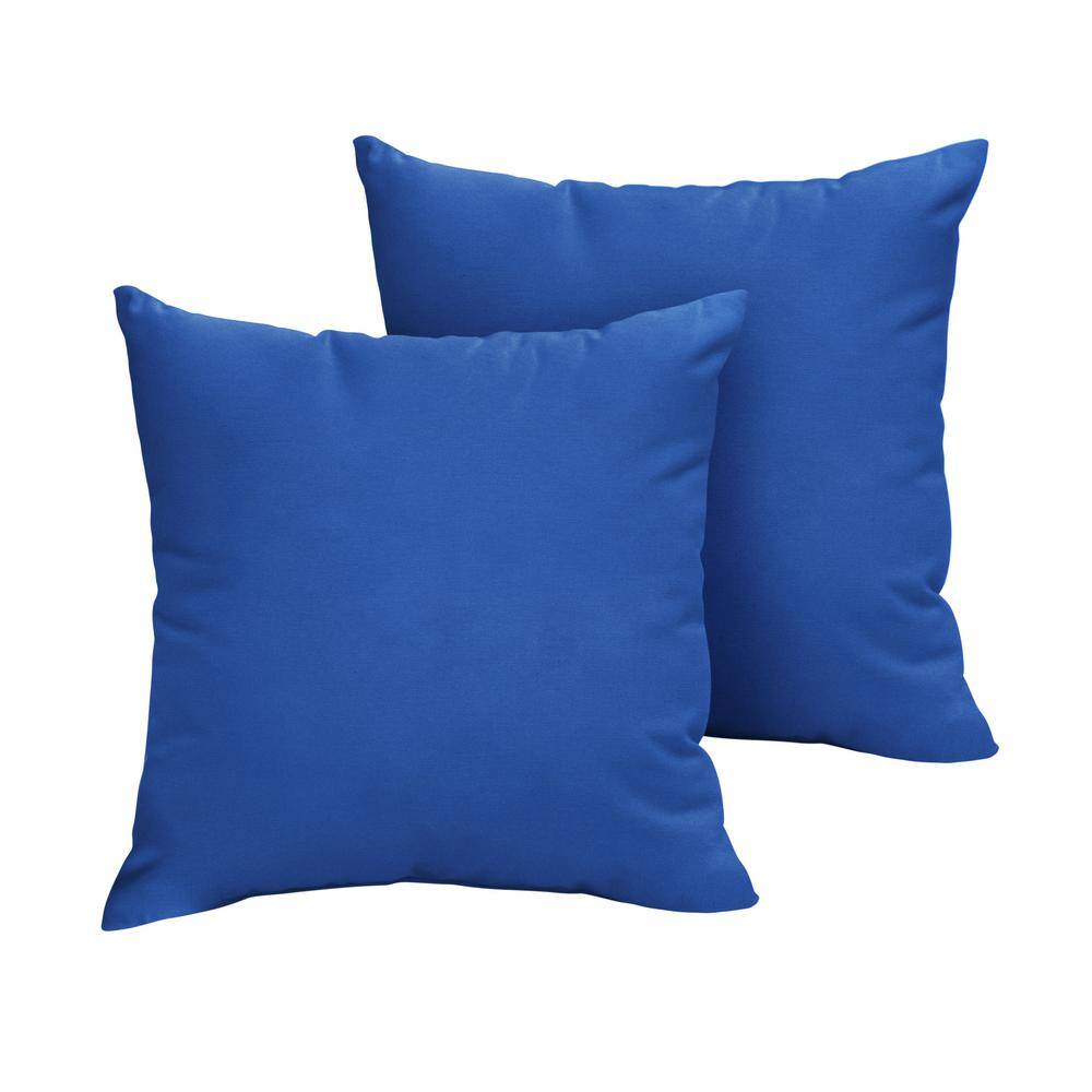 Sunbrella Canvas True Blue Outdoor Knife Edge Throw Pillows (2-Pack)
