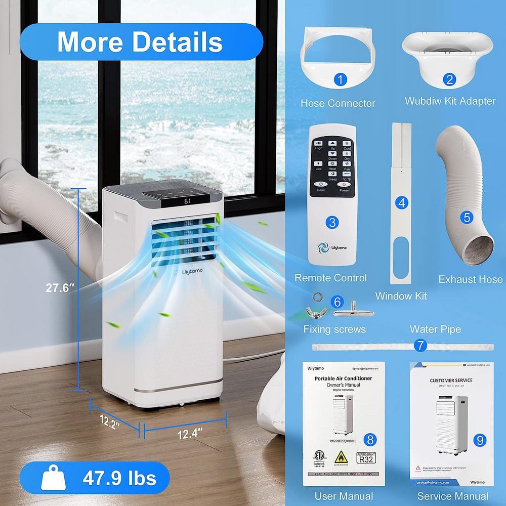 White 10,000 BTU Portable Air Conditioner with Heater and Remote