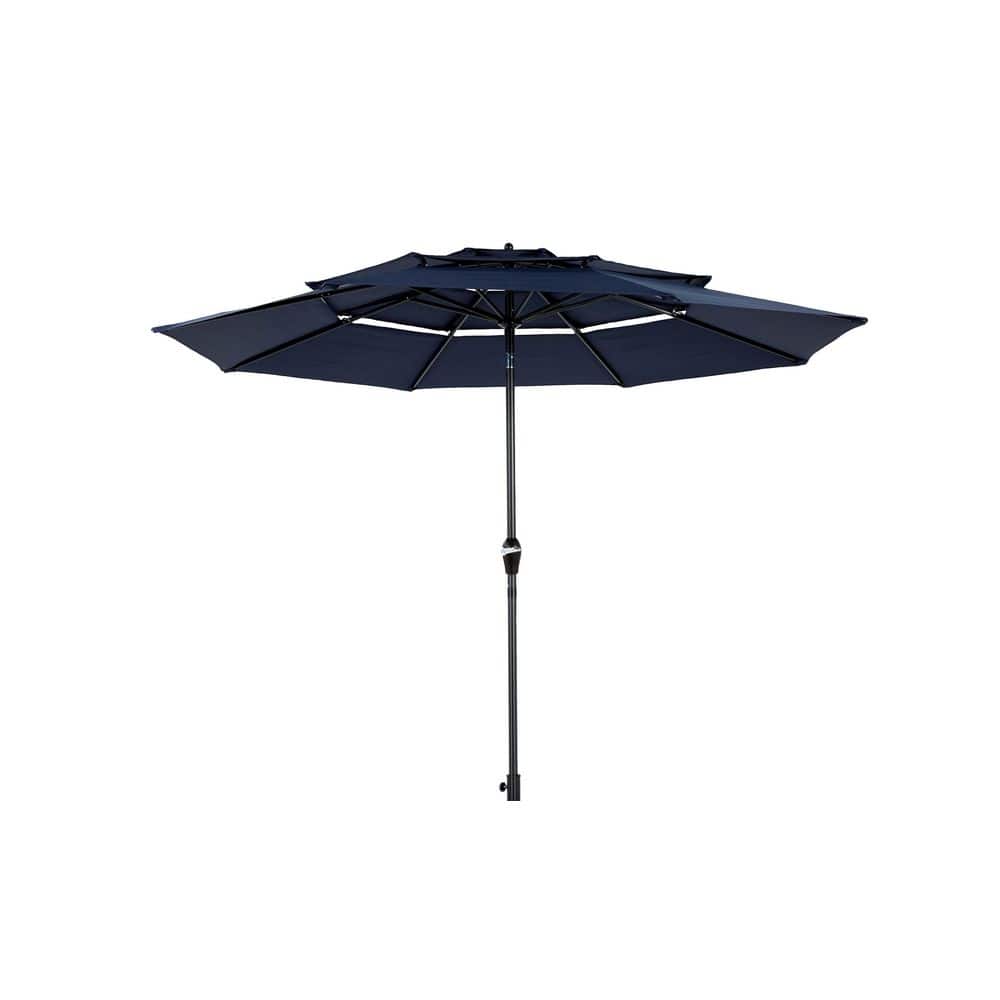 リール umbrella 9.65 ft. Aluminium Auto-tilt Patio Umbrella in Blue with
