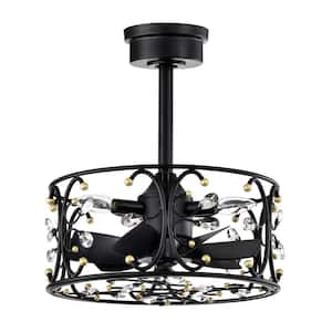 Albina 15.7 in. 3-Light Indoor Matte Black and Gold Finish Ceiling Fan with Light Kit
