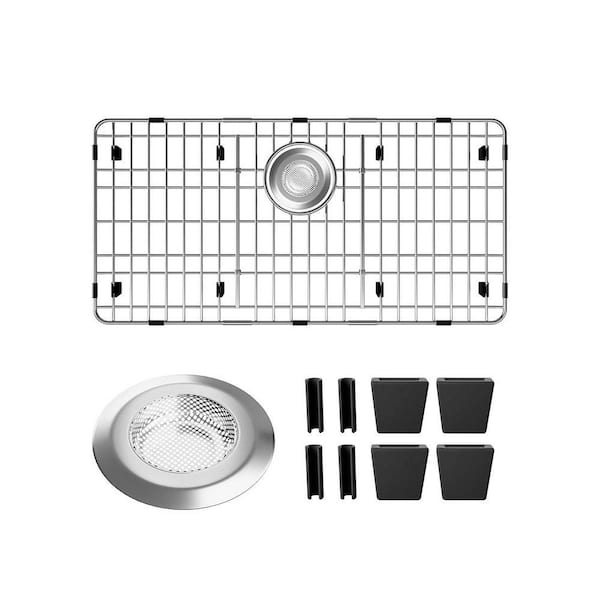 1.93in H x 16.5in L x 13.43in W Sink Protector Stainless Steel Scratch Resistant Metal Basin Grid Rack EfficientDrainage