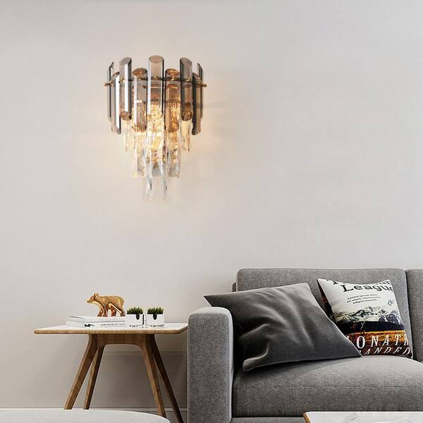 OUKANING 2-Light Gold Modern Decorative Wall Sconce Bedside Light