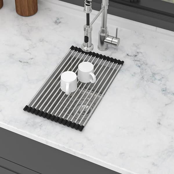 10 in. Undermount Single Bowl 16 Gauge Brushed Nickel Stainless Steel Kitchen Sink with Bottom Grids