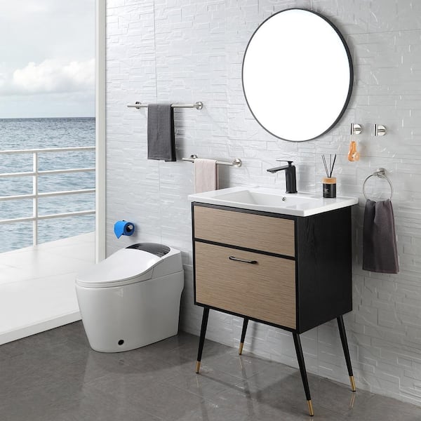 Thicken Space Aluminum Bathroom Hardware Wall-Mounted 6-Piece Set with Super Load-Bearing Capacity in Gray