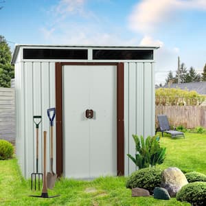 6 ft. W x 5 ft. D Metal Storage Shed Outdoor Tool Room with Foundation and Transparent Plate, White (27 sq. ft.)