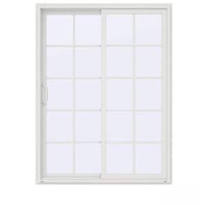 60 in. x 80 in. V-4500 Contemporary White Vinyl Left-Hand 10 Lite Sliding Patio Door