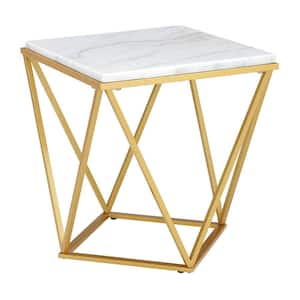 Conner 22 in. Gold Round Marble End Table