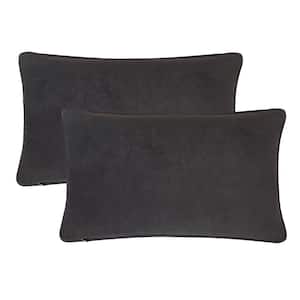 A1HC Graphite Velvet Decorative Pillow Cover Pack of 2, 12 in. x 20 in. Hidden YKK Zipper, Throw Pillow Covers Only