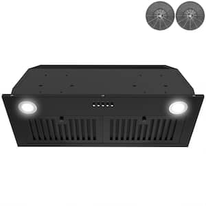 28 in. 319CFM Convertible Insert Range Hood with Carbon Filters, LED Lights and Push Button Controls in Black
