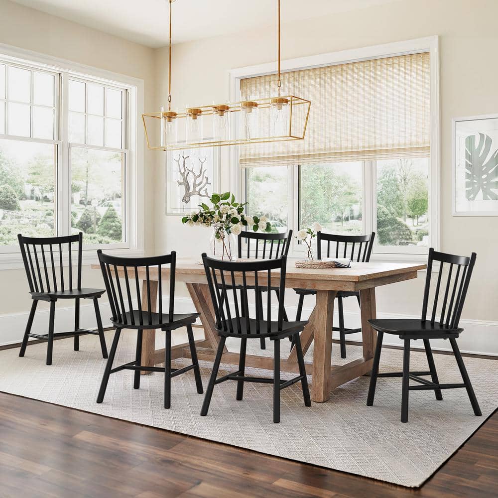 LUE BONA Winston Black Classic Windsor Dining Chair Solid Wood ...