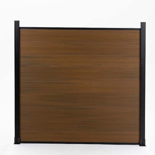 Tunearary 6 ft. x 6 ft. Wood Plastic Composite Garden Fence for Patio, Garden, 9 Boards (Without Column), Brown