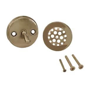 Trip Lever Bath Tub Drain Trim-Only Kit with 2-Hole Overflow Plate Polished Nickel
