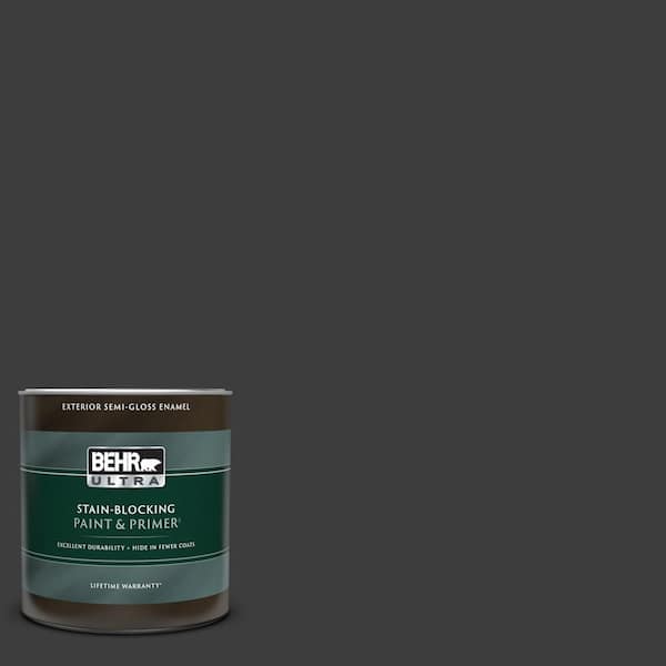 BEHR ULTRA 1 qt. Black Semi-Gloss Enamel Exterior Paint & Primer