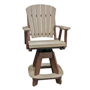 Adirondack Tudor Brown Swivel Counter Height Plastic Outdoor Dining Chair in Weatherwood