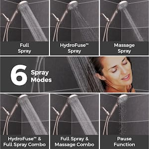 Hydrofuse 6-Spray Wall Mount Handheld Shower Head 1.75 GPM in Spot Defense Brushed Nickel