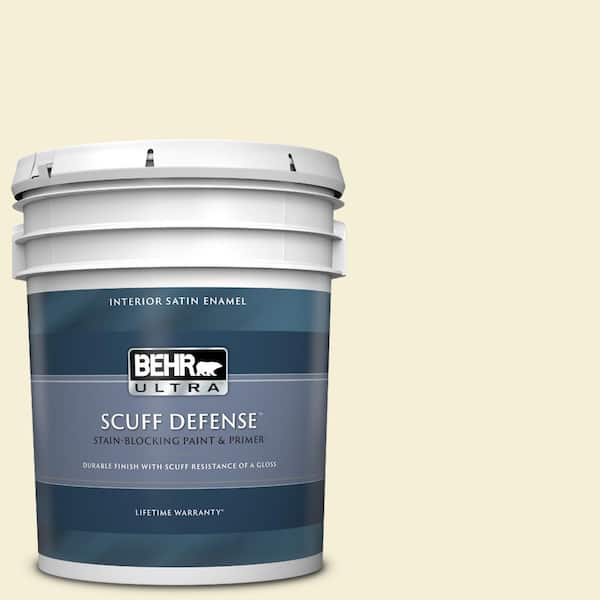 BEHR ULTRA 5 gal. #W-B-320 White Corn Extra Durable Satin Enamel Interior Paint & Primer