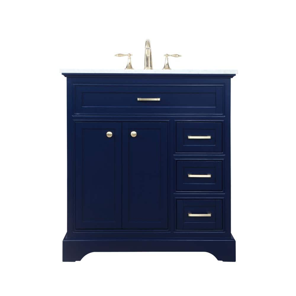 Simply Living 32 in. W x 21.5 in. D x 35 in. H Bath Vanity in Blue with ...