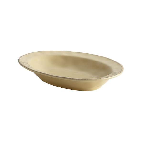 Rachael Ray Cucina Dinnerware 12 in. Stoneware Oval Serving Bowl in Almond Cream
