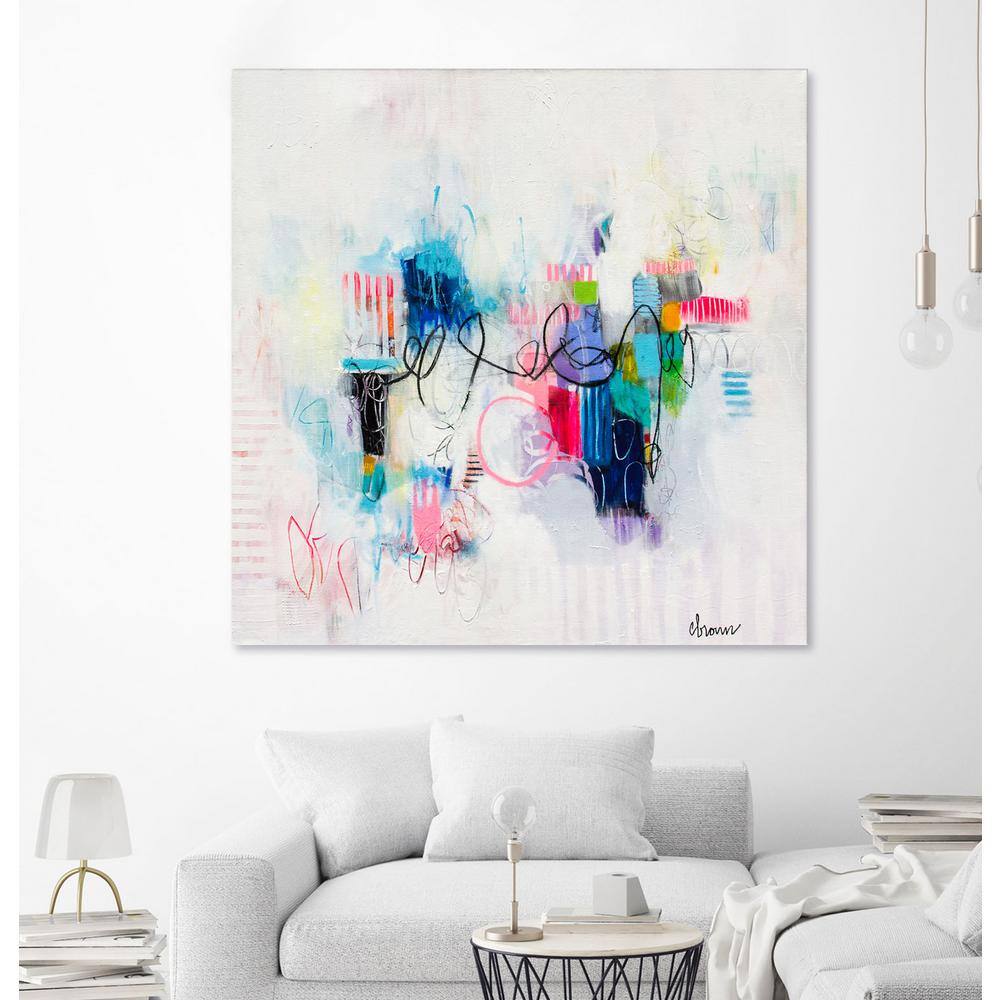 Possibilities of the Heart Pink and Blue Abstract Canvas Art Print 84 in.