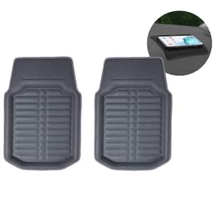 Gray Faux Leather Liners Deep Tray Car Floor Mats with Anti-Skid Backing - Front Set