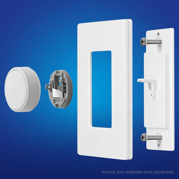 L-AWALL1-WH White Lutron Aurora Wallplate Bracket for Paddle/Decorator Switch for use with Aurora Smart Bulb Dimmer 