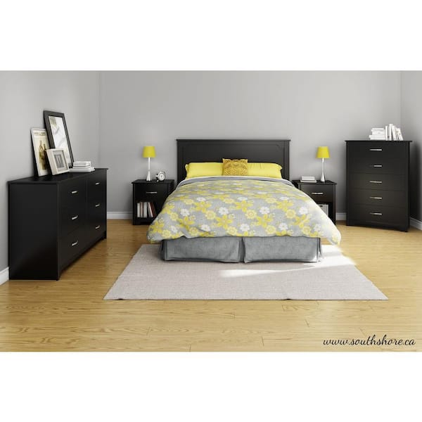 South Shore Fusion 1-Drawer Pure Black Nightstand