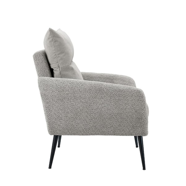 MIA Gray Fabric and Lamb Fleece Accent Arm Chair