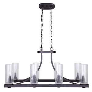 Nash 8-Light Oil Rubbed Bronze Chandelier with Seeded Glass Shades