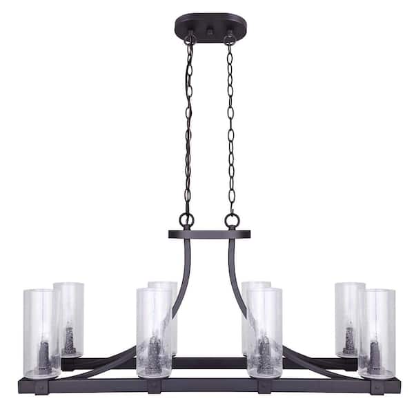 CANARM Nash 8-Light Oil Rubbed Bronze Chandelier with Seeded Glass Shades