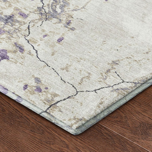 Mayfield Premium Machine Washable Abstract AMF2431 Lavender 2 ft. x 3 ft. Accent Rug