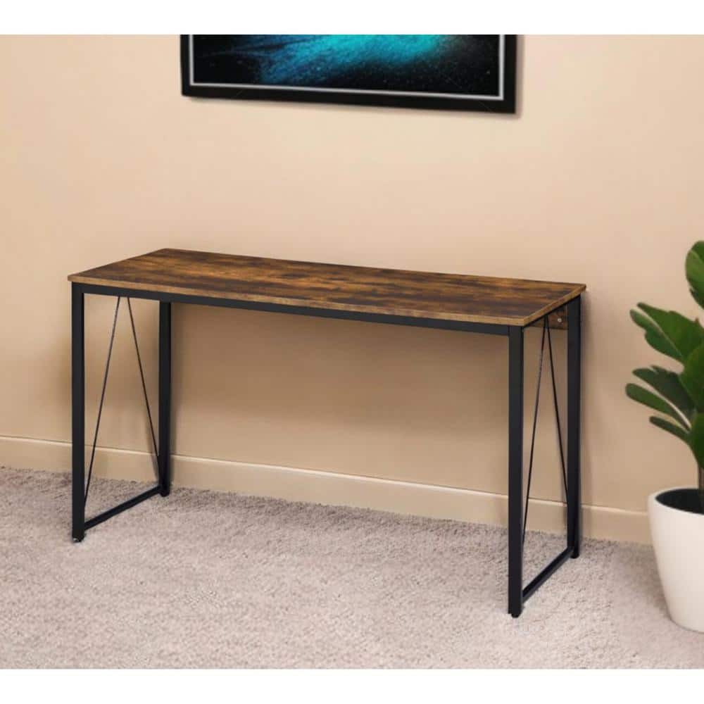 47 in. Rectangular Brown Metal 0-Drawer Computer Desks