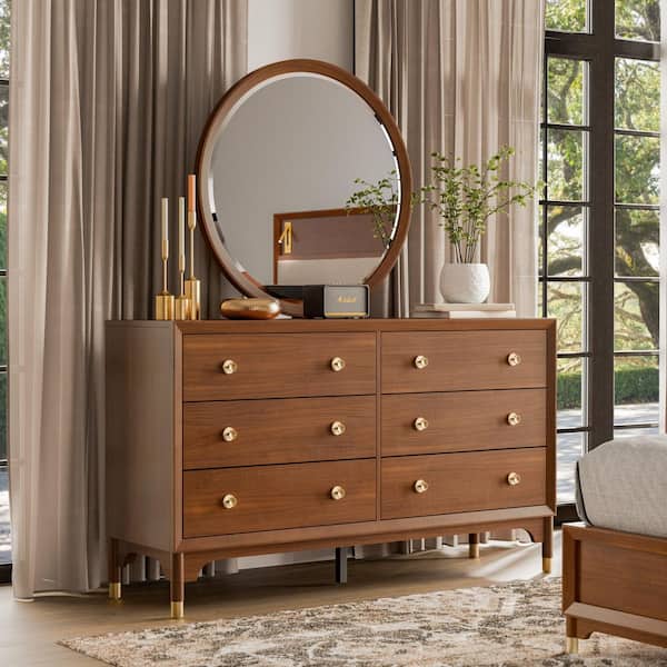Furniture of America Forma Mid Century Walnut 6-Drawer 62 in. Wide Dresser  IDF-74000WN-D - The Home Depot